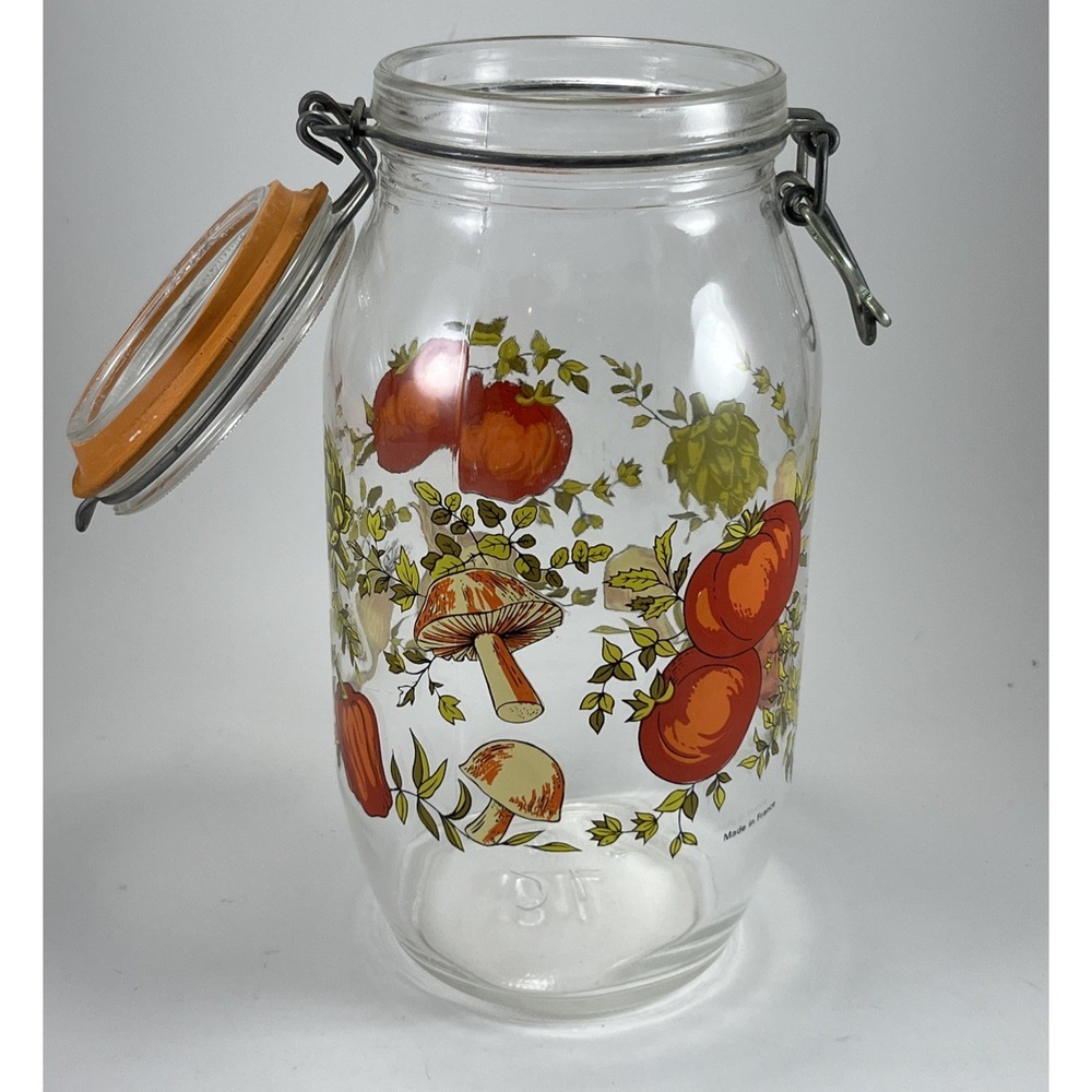 Vintage ARC SPICE of LIFE 2L Glass Jar Canister France Mushroom Cottagecore Boho - Picture 11 of 16